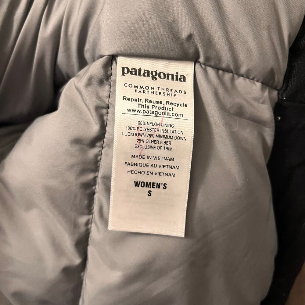 Patagonia Bivy Duck Down Jacket Womens S Black Gray Western Yoke Puffer Coat - Picture 8 of 11